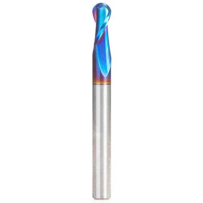 46426-K Spiral Up-Cut Ball Nose Double flute Mirror Finish Router Bit 1/8"R 1/2"CH 1/4"D 1/4"SH 2-1/2"OL
